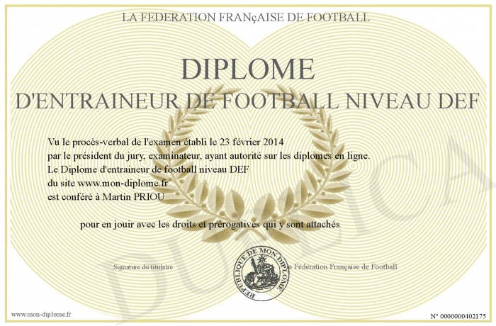 diplome d'entraineur de football